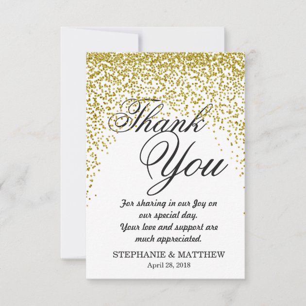 Gold Glitter Confetti Thank You Cards