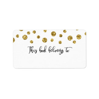 Gold Glitter Confetti This Book Belongs To Label