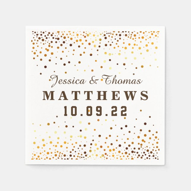 Gold Glitter Confetti Wedding Faux Foil Paper Napkins (Front)