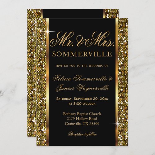 Gold Glitter Confetti Wedding Invitation