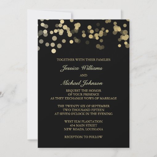 Gold Glitter Confetti Wedding Invitation | Zazzle