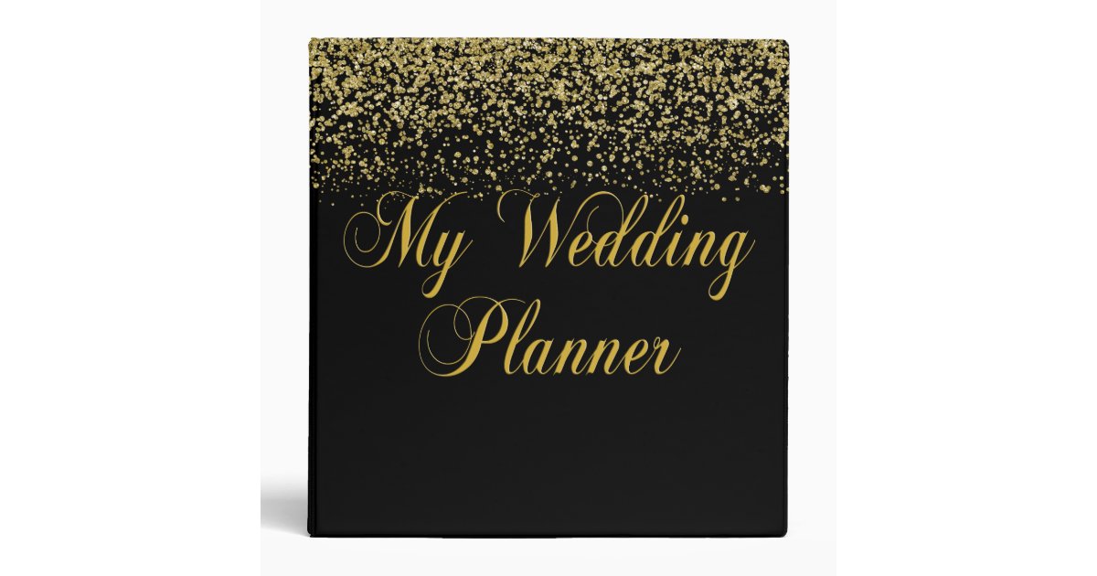 Gold Glitter Confetti Wedding Planner Binder Zazzle