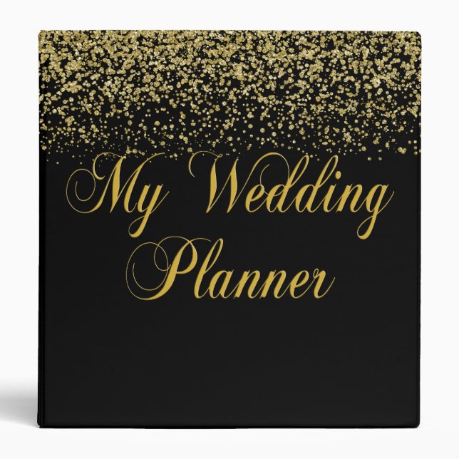 Gold Glitter Confetti Wedding Planner Binder (Front)
