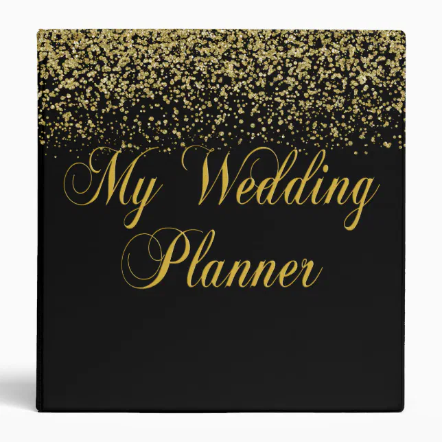Gold Glitter Confetti Wedding Planner Binder Zazzle