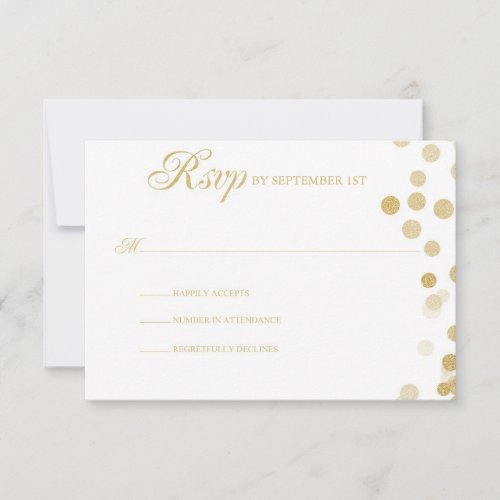Gold Glitter Confetti Wedding RSVP