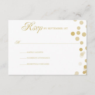 Gold Glitter Confetti Wedding RSVP Card