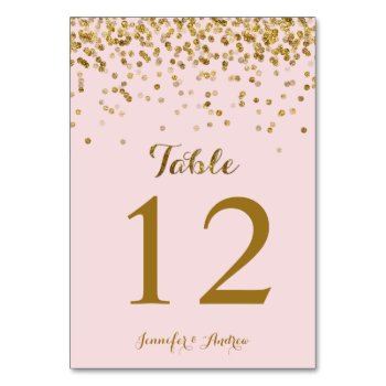 Gold Glitter Confetti Wedding Table Numbers Blush by weddingsnwhimsy at Zazzle