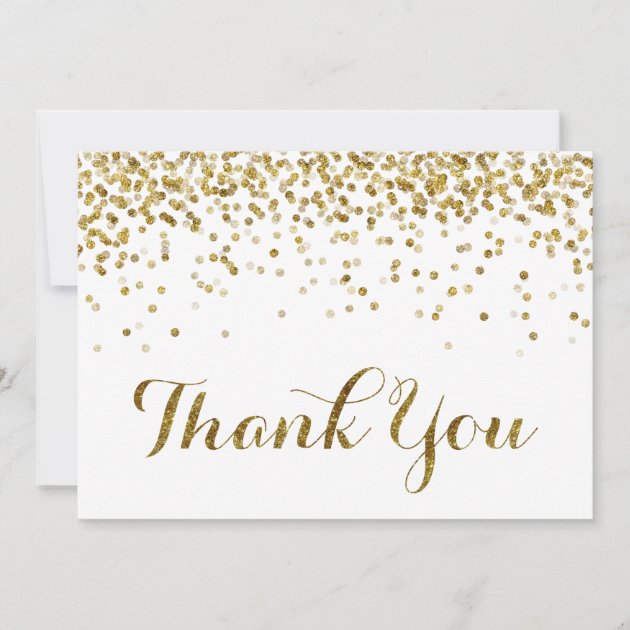Gold Glitter Confetti Wedding Thank You Card