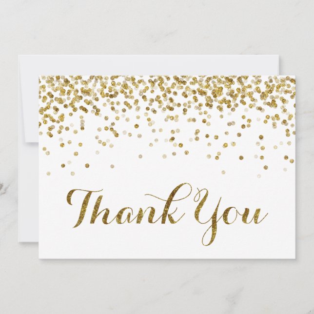 Gold Glitter Confetti Wedding Thank You Card (Front)