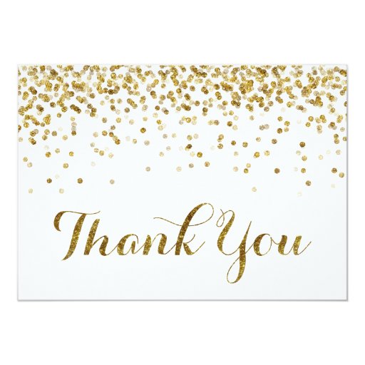 Gold Glitter Confetti Wedding Thank You Card | Zazzle