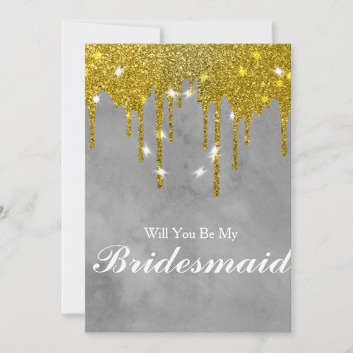 Gold Glitter Confetti Will you be my Bridesmaid In Invitation