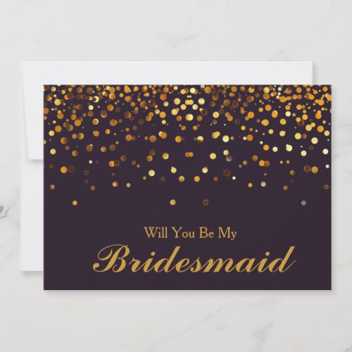 Gold Glitter Confetti Will you be my Bridesmaid Invitation