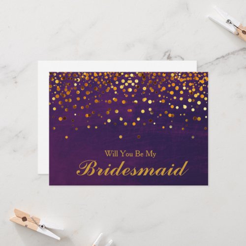 Gold Glitter Confetti Will you be my Bridesmaid Invitation