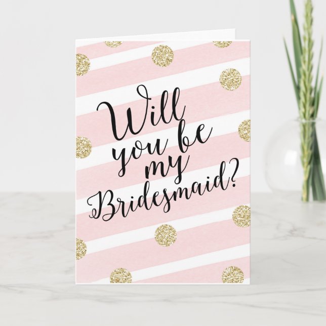 Gold Glitter Confetti Will You Be My Bridesmaid? Invitation (Front)