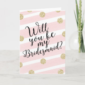Gold Glitter Confetti Will You Be My Bridesmaid? Invitation
