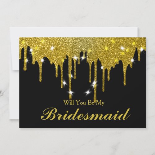 Gold Glitter Confetti Will you be my Bridesmaid Invitation