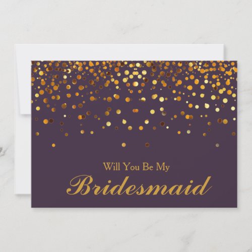 Gold Glitter Confetti Will you be my Bridesmaid Invitation