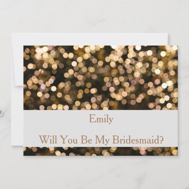 Gold Glitter Confetti Will you be my Bridesmaid Invitation (Front)