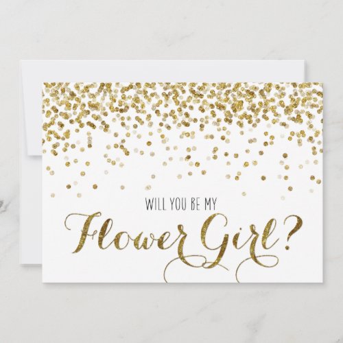 Gold Glitter Confetti Will you be my Flower Girl Card