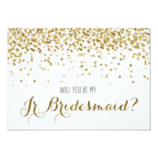 Gold Glitter Confetti Will you be my Jr Bridesmaid Card