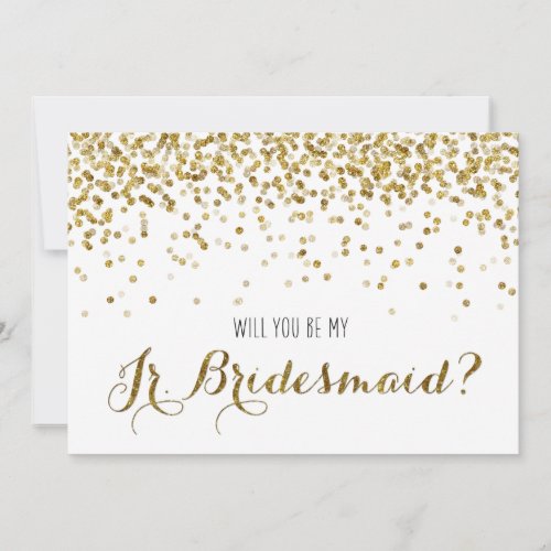 Gold Glitter Confetti Will you be my Jr Bridesmaid Cards