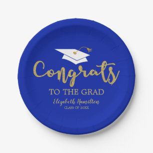 Gold Glitter Congrats to the Grad Party    Paper Plates