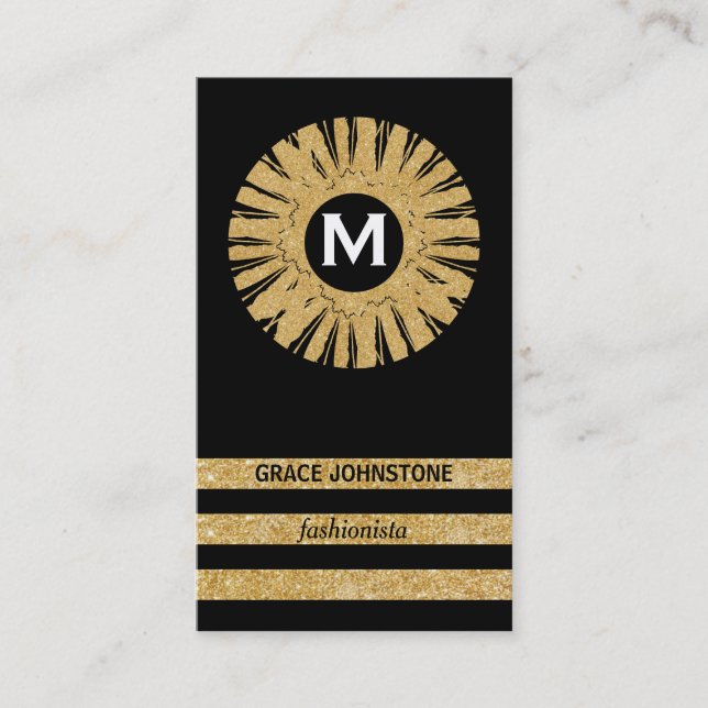 Gold Glitter Contemporary Business Card (Front)