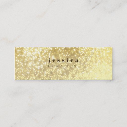 Customizable Gold Glitter Contemporary Hair Stylist Skinny Card Business Card Templates