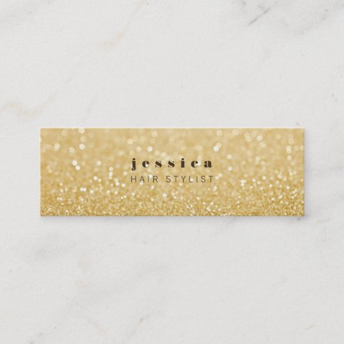 Gold Glitter Contemporary Hair Stylist Skinny Card Business Card