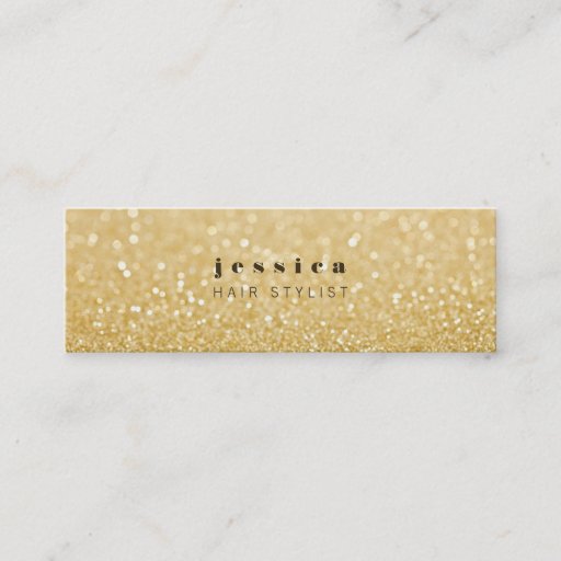 Customizable Gold Glitter Contemporary Hair Stylist Skinny Card Business Card