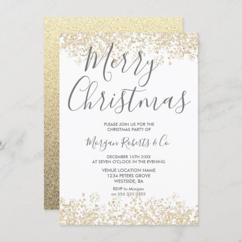 Gold Glitter Corporate  or Family Christmas Party Invitation