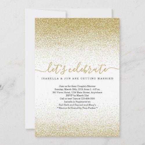 Gold Glitter Couple's Wedding Shower Invitation - All that glitters is gold.  Add some sparkle to your celebration with a glam-tastic invitation.
