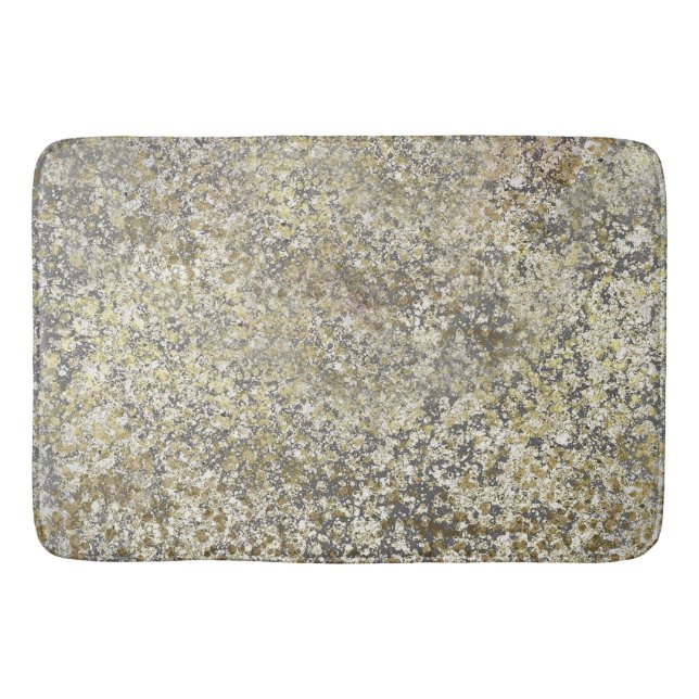 Gold Glitter Crackle Modern Chic Glam Sparkle Bath Mat (Front)
