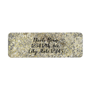 Gold Glitter Crackle Modern Chic Glam Sparkle Label