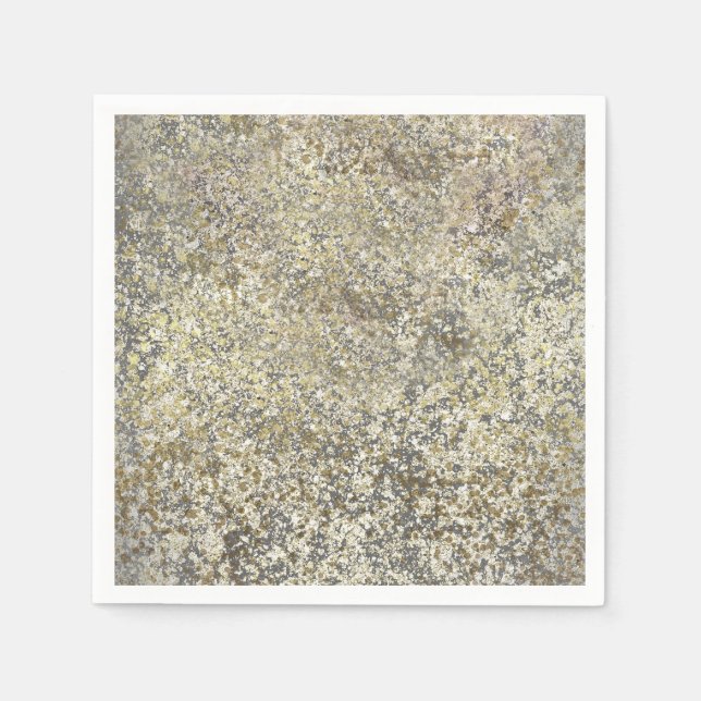 Gold Glitter Crackle Modern Chic Glam Sparkle Paper Napkins (Front)