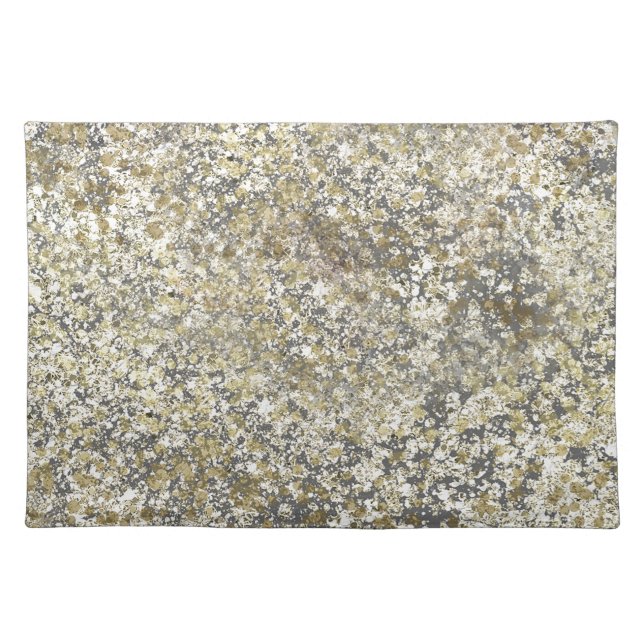 Gold Glitter Crackle Modern Chic Glam Sparkle Placemat (Front)