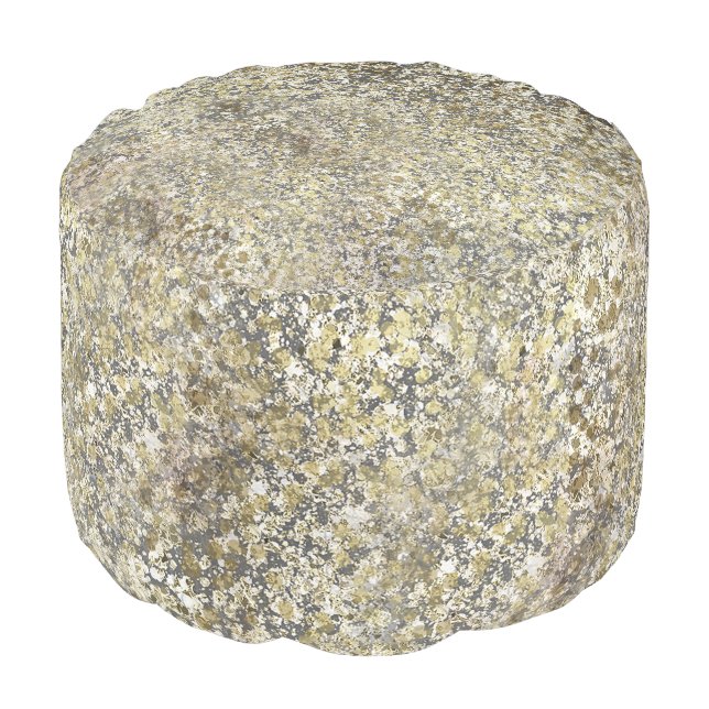 Gold Glitter Crackle Modern Chic Glam Sparkle Pouf (Angled Front)