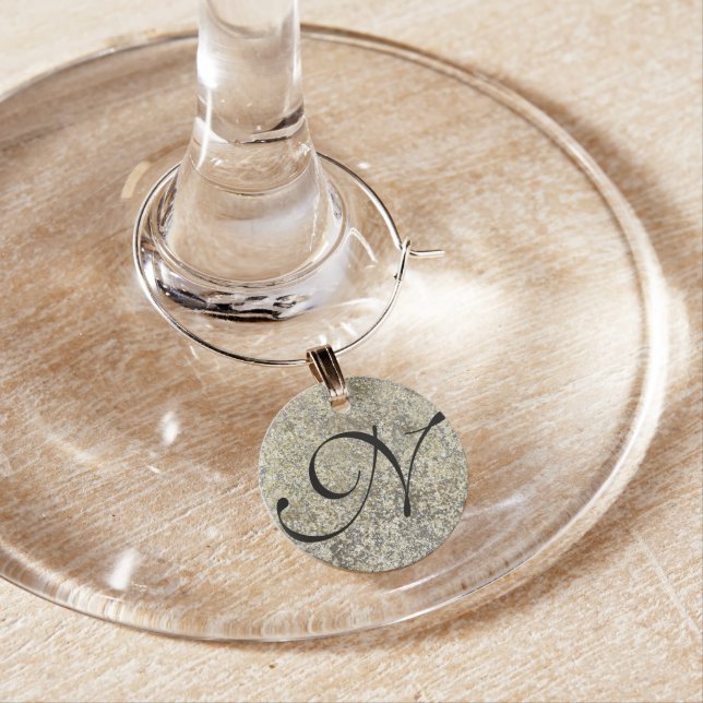 Gold Glitter Crackle Modern Chic Glam Sparkle Wine Glass Charm (In Situ)