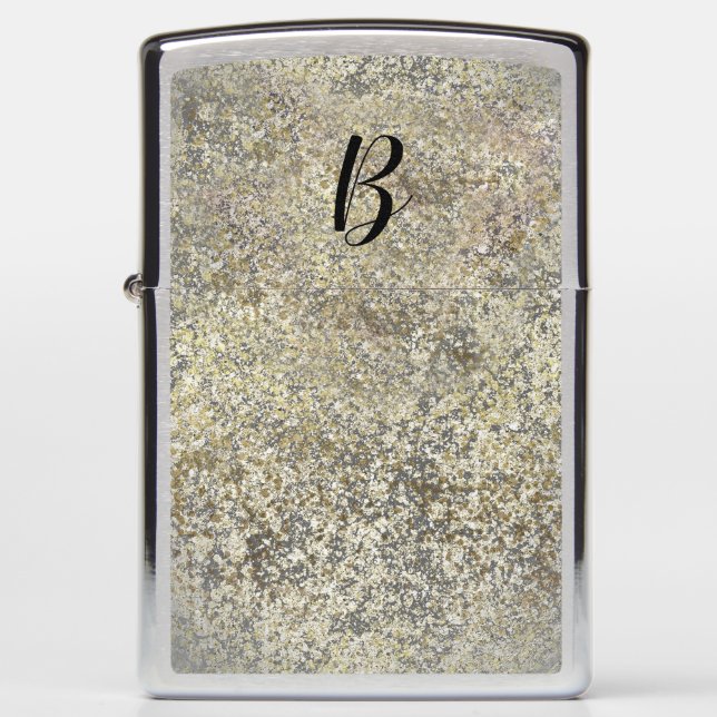 Gold Glitter Crackle Modern Chic Glam Sparkle Zippo Lighter (Front)