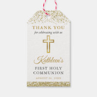 Gold Glitter Cross First Holy Communion Thank You