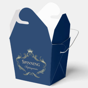 Gold Glitter Crown Frame Blue Background Favor B Boxes