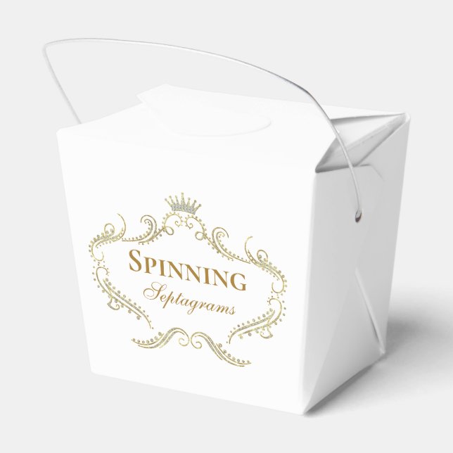 Gold Glitter Crown Frame White Background  Favor Boxes (Back Side)