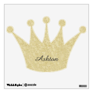 Gold Glitter Crown Personalized Wall Decal