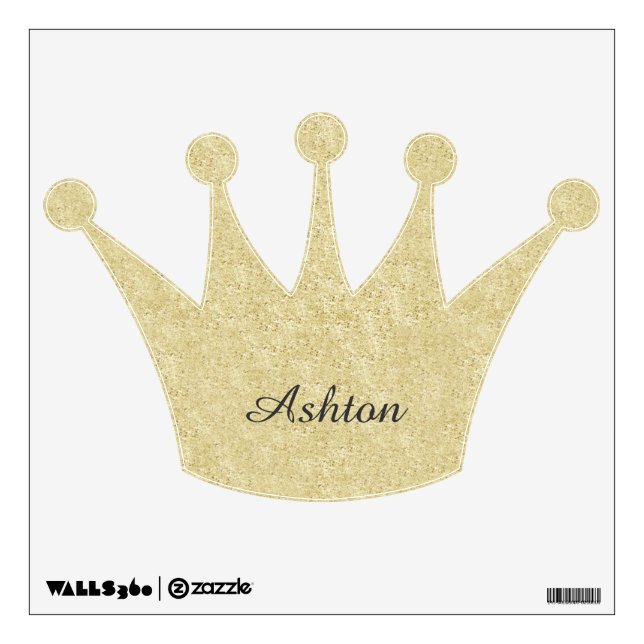 Gold Glitter Crown Personalized Wall Decal (Front)