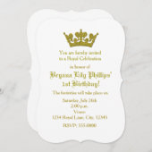 Gold Glitter Crown Princess Birthday Invitation (Front/Back)