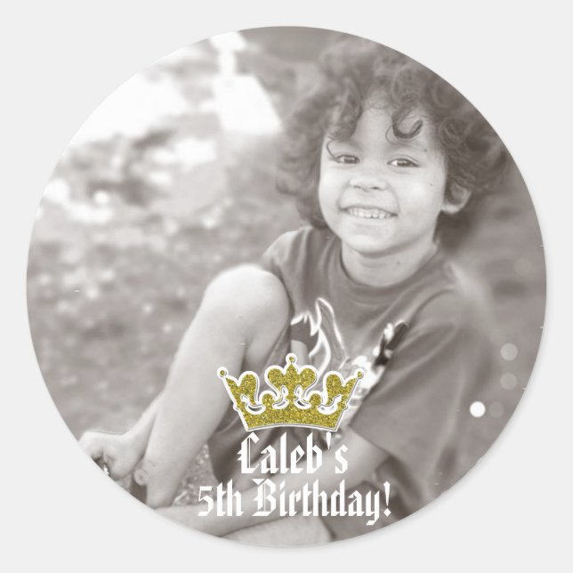Gold Glitter Crown Royal Party PHOTO Sticker (Front)