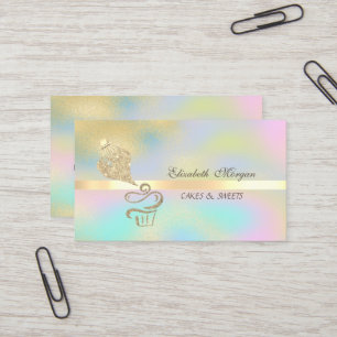 Gold Glitter Cupcake Piping Bag Colorful Business Card