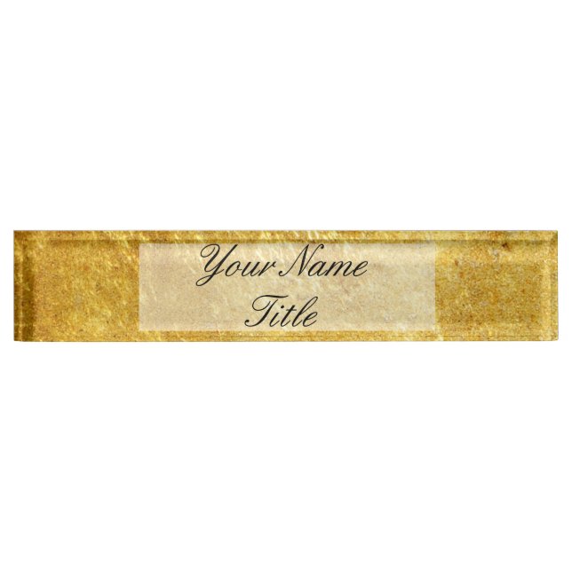 Gold Glitter Custom Desk Name Plate (Front)