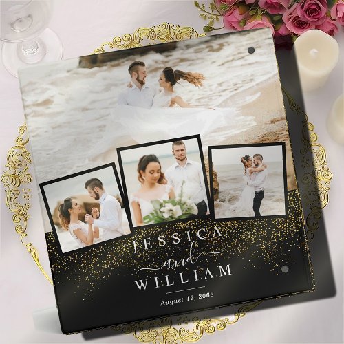 Gold Glitter Custom Elegant Wedding Photo Album 3  3 Ring Binder