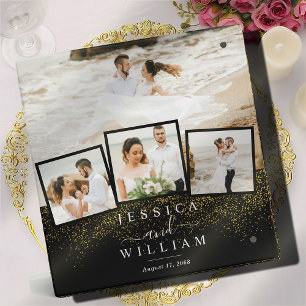 Gold Glitter Custom Elegant Wedding Photo Album 3  Ring Binder